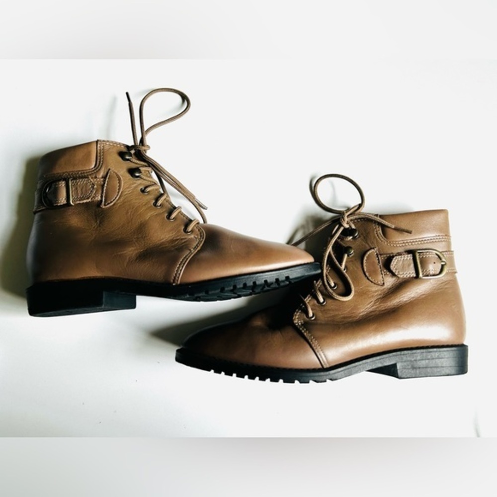 Danex‎ vintage tan leather ankle boots women size 5 1/2 M